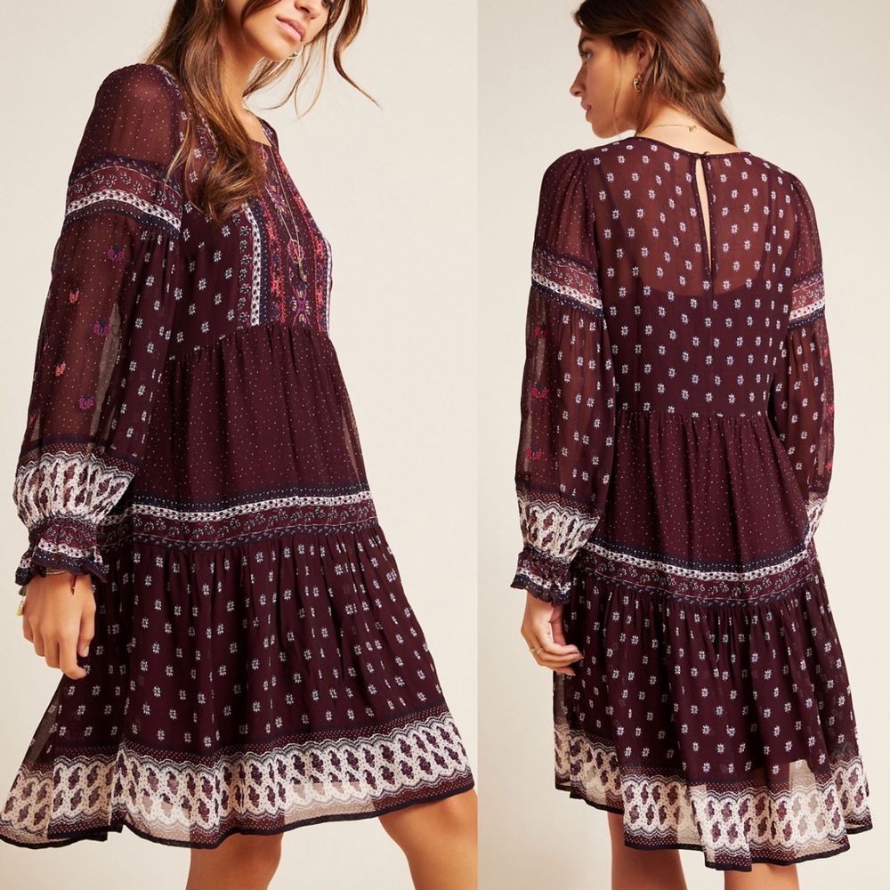 Anthropologie Galene Embroidered Tunic Dress